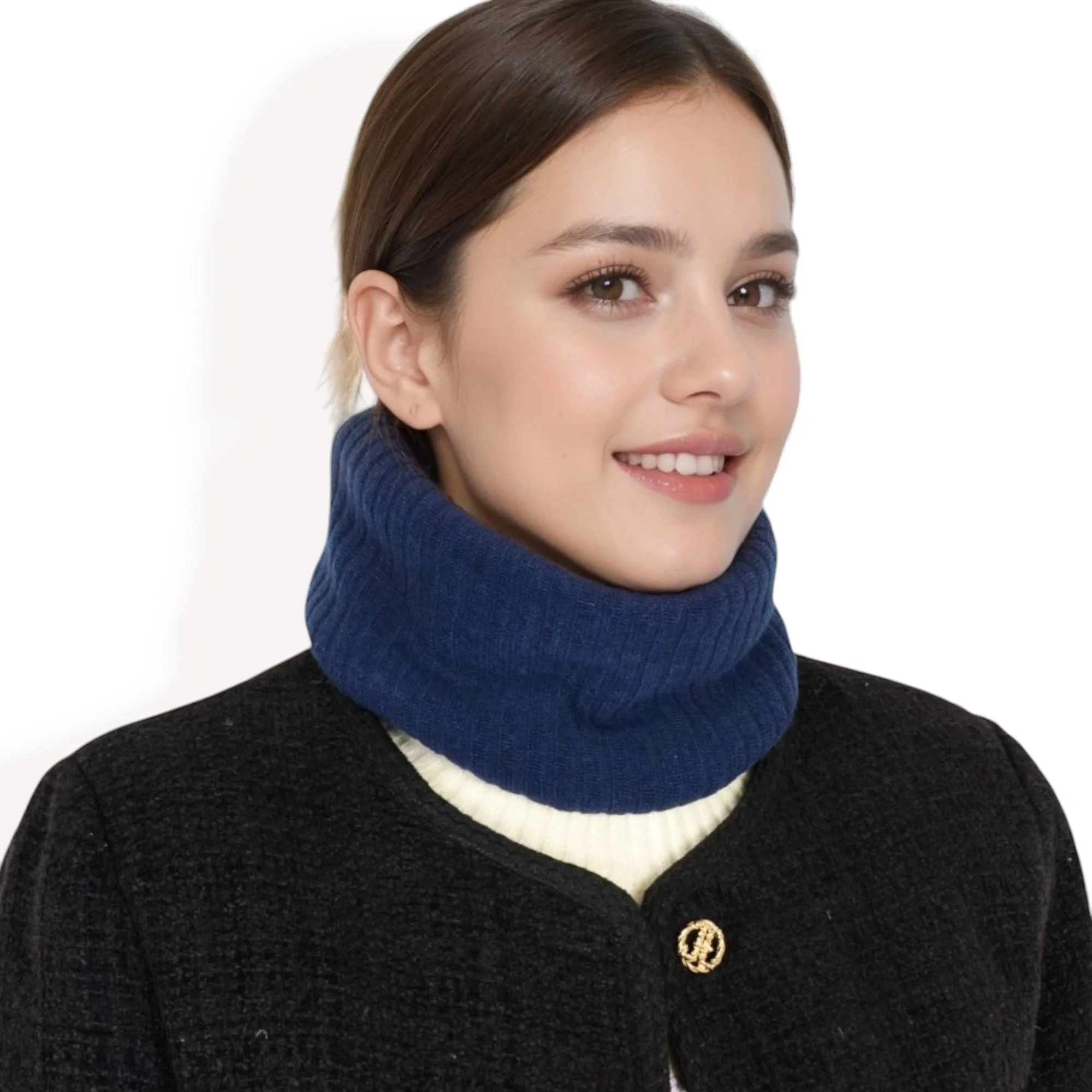 Anna-Kaci Women's Ribbed Knit Neck Warmer with Fleece Lining for Winter Warmth and Comfort