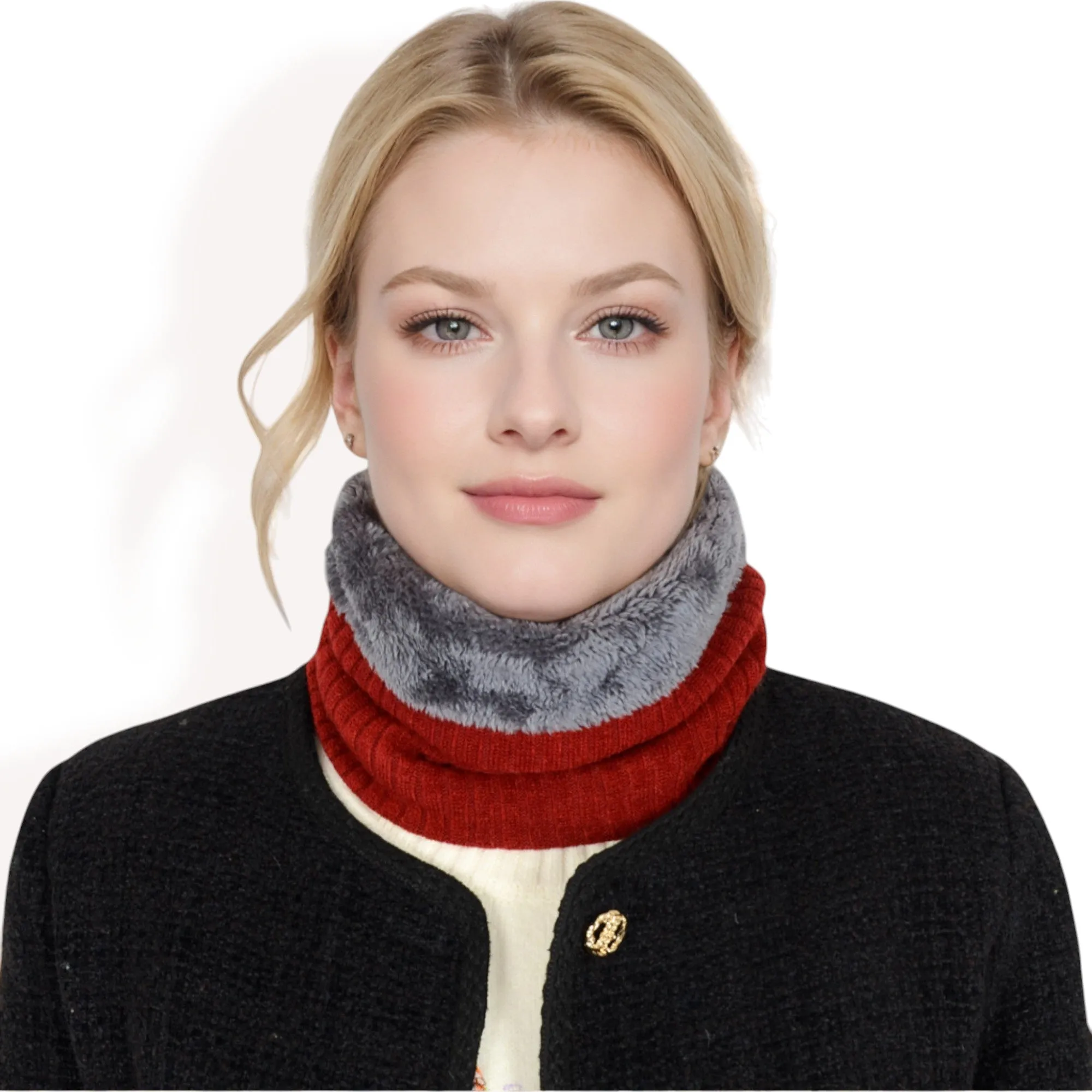 Anna-Kaci Women's Ribbed Knit Neck Warmer with Fleece Lining for Winter Warmth and Comfort