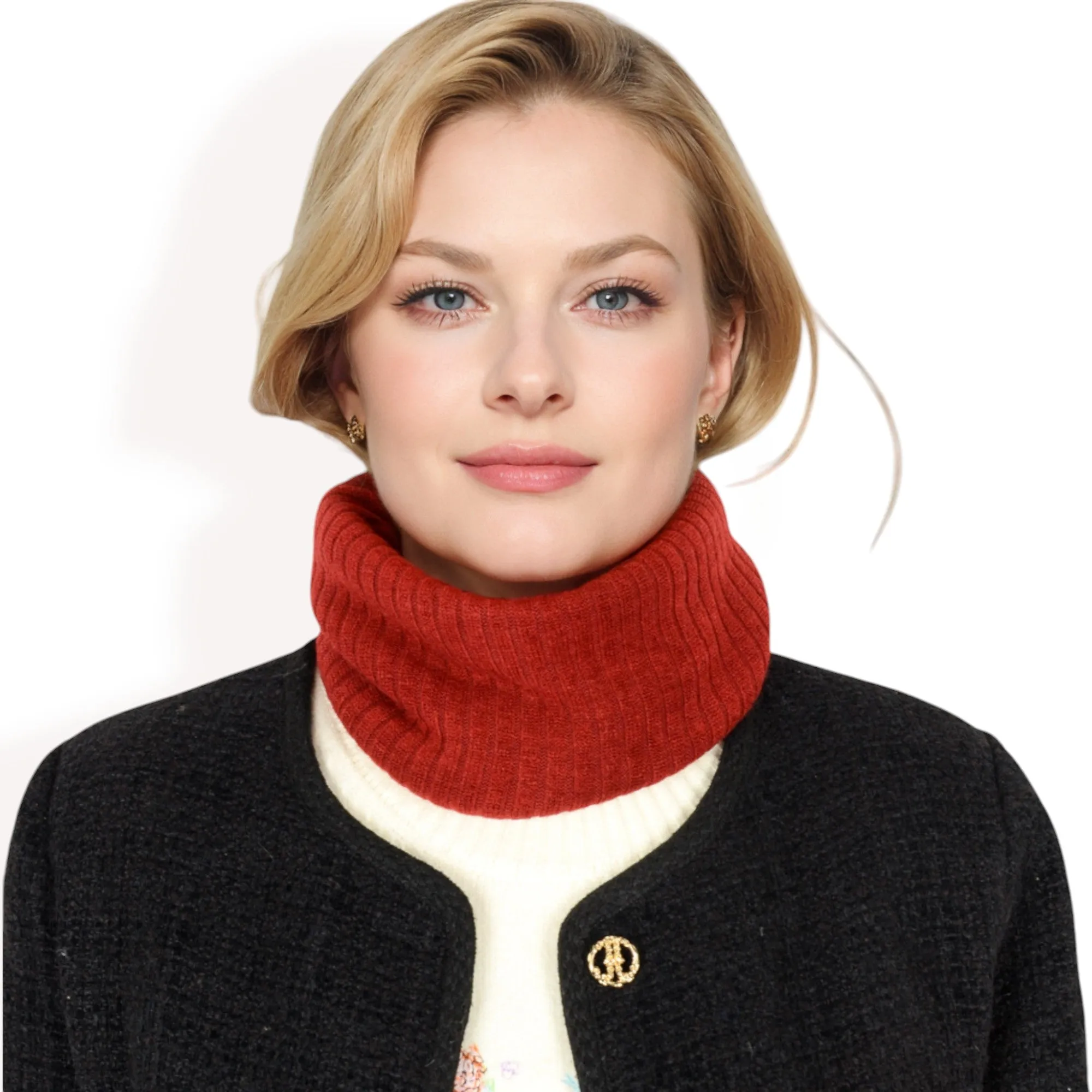 Anna-Kaci Women's Ribbed Knit Neck Warmer with Fleece Lining for Winter Warmth and Comfort