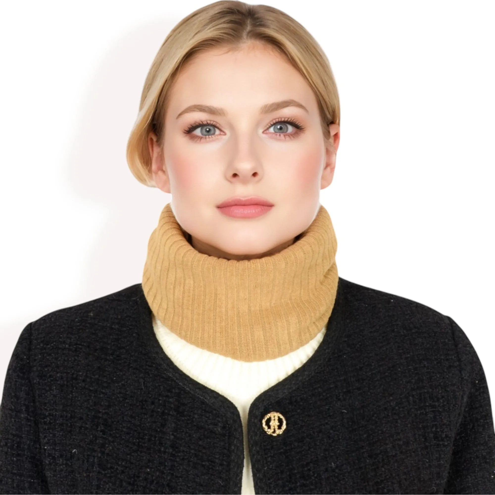 Anna-Kaci Women's Ribbed Knit Neck Warmer with Fleece Lining for Winter Warmth and Comfort