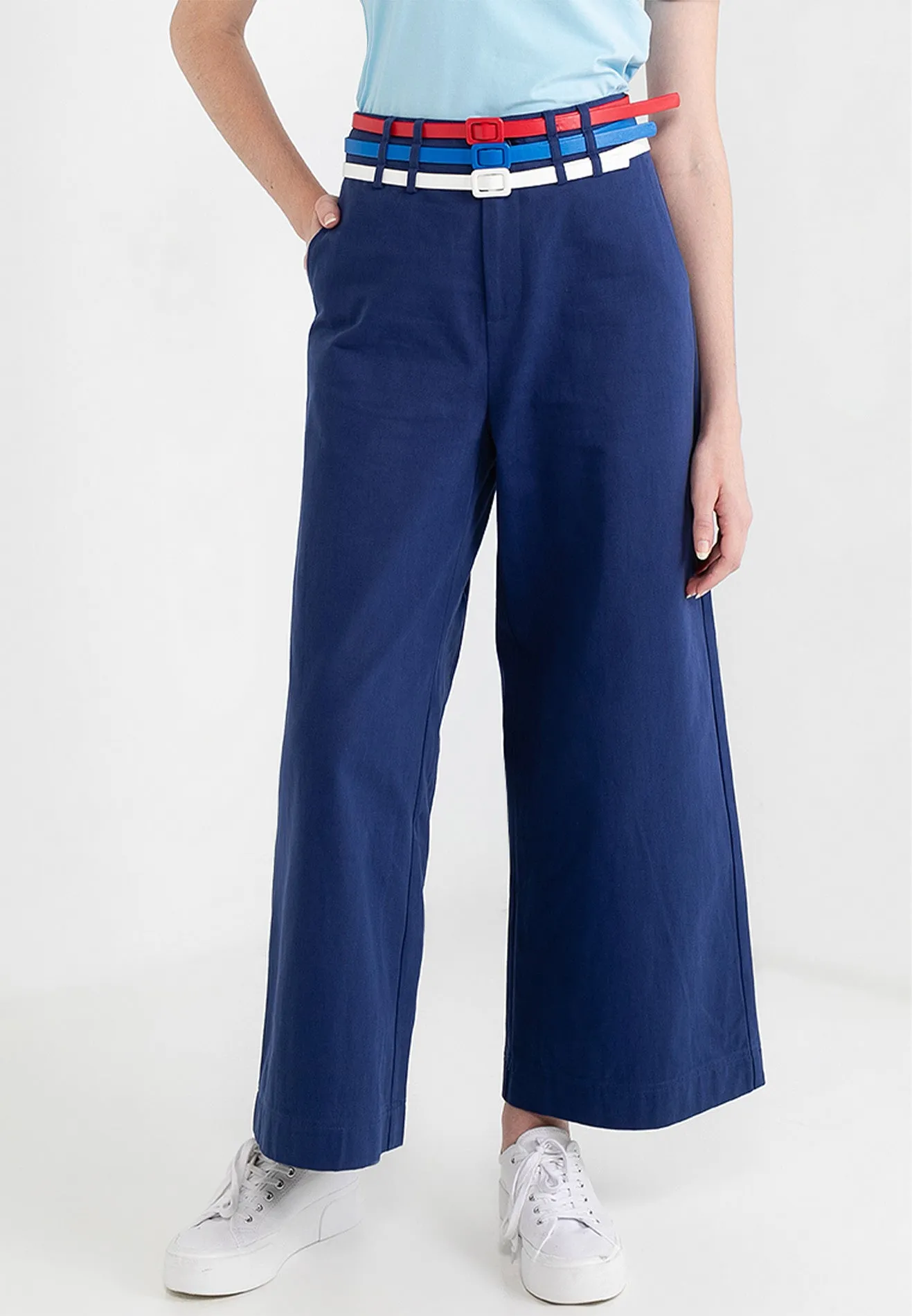 Be Paris Collection: Triple Belted Wide Leg Pants