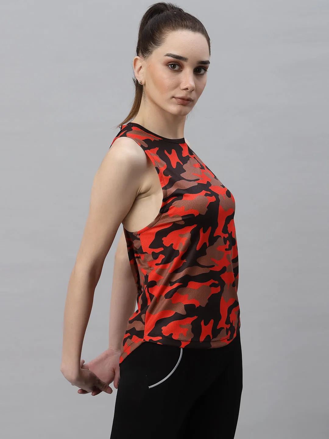 Camouflage Print Sleeveless Activewear Tank Top