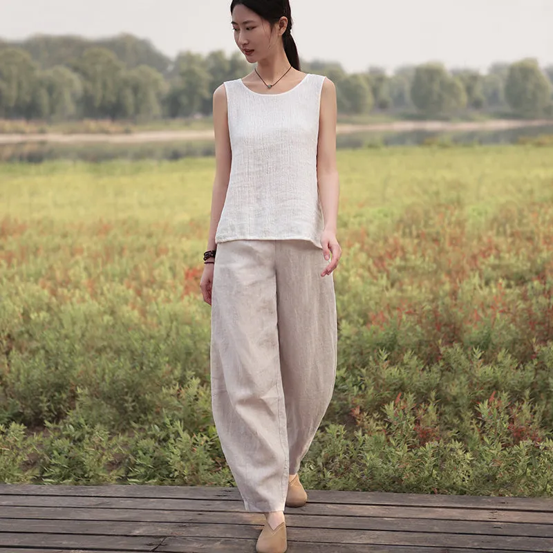 Casual Women Wide Leg Linen Pants BZ981104