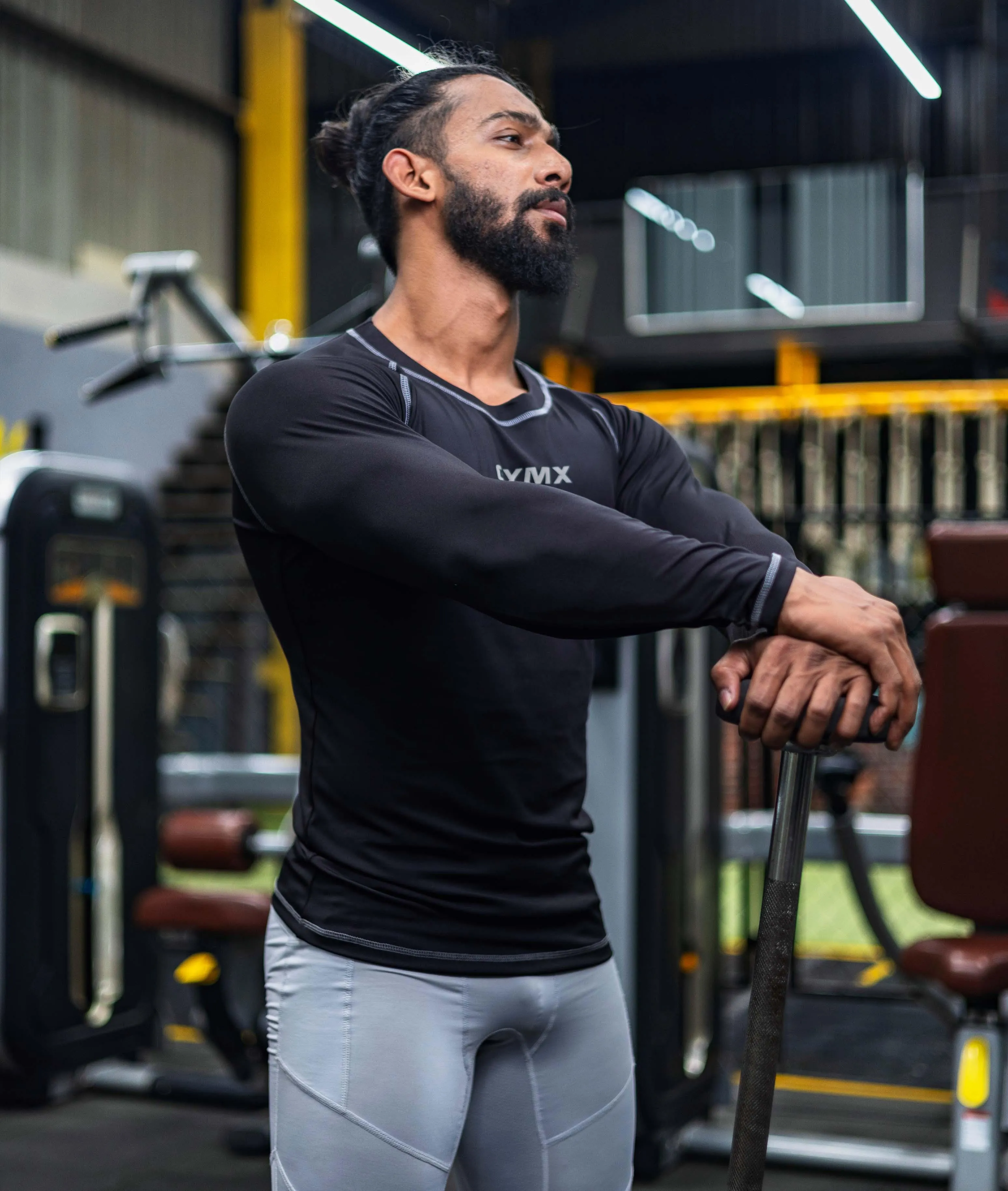 Compression GymX Full Sleeve Tee: Black - Sale