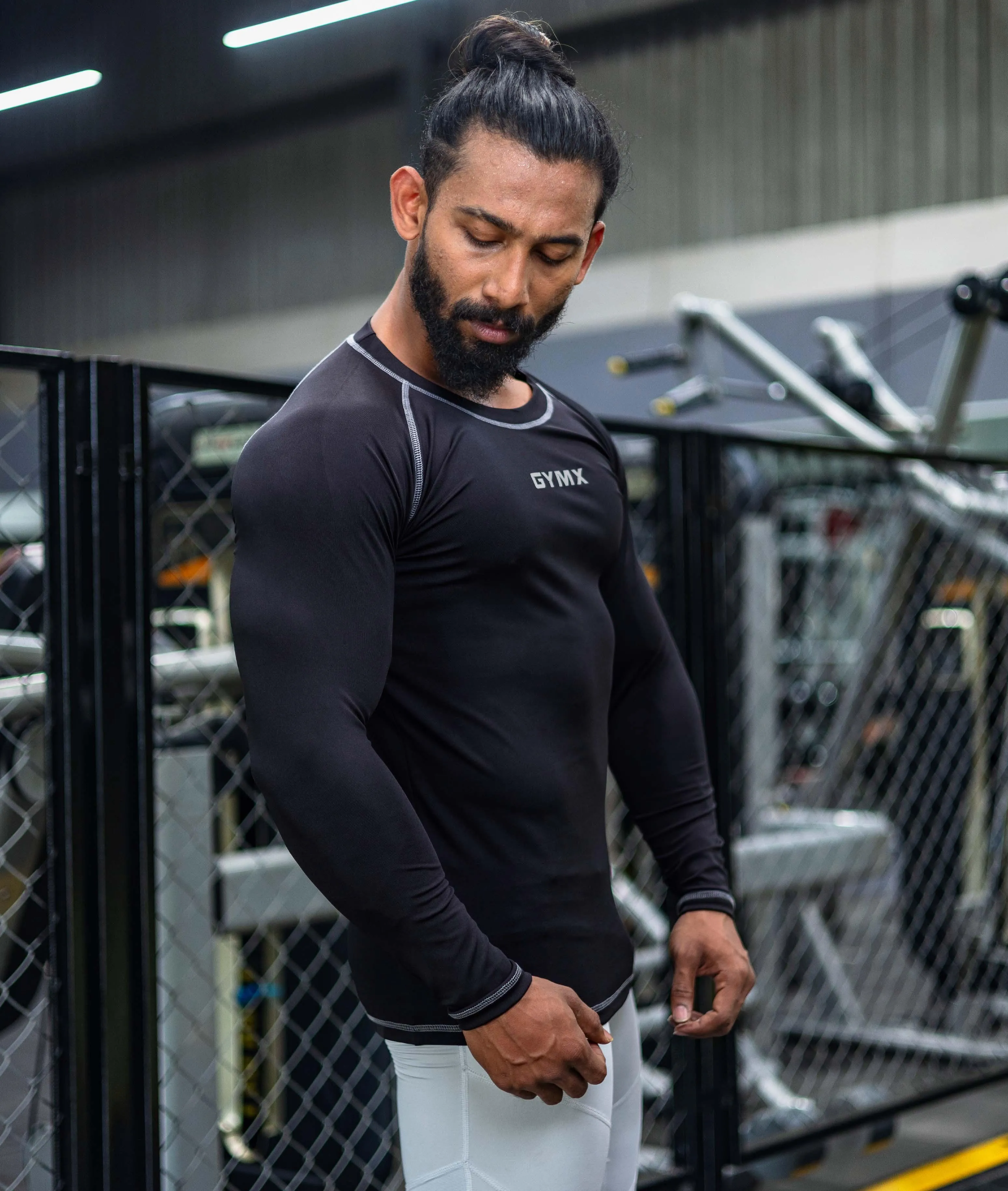 Compression GymX Full Sleeve Tee: Black - Sale