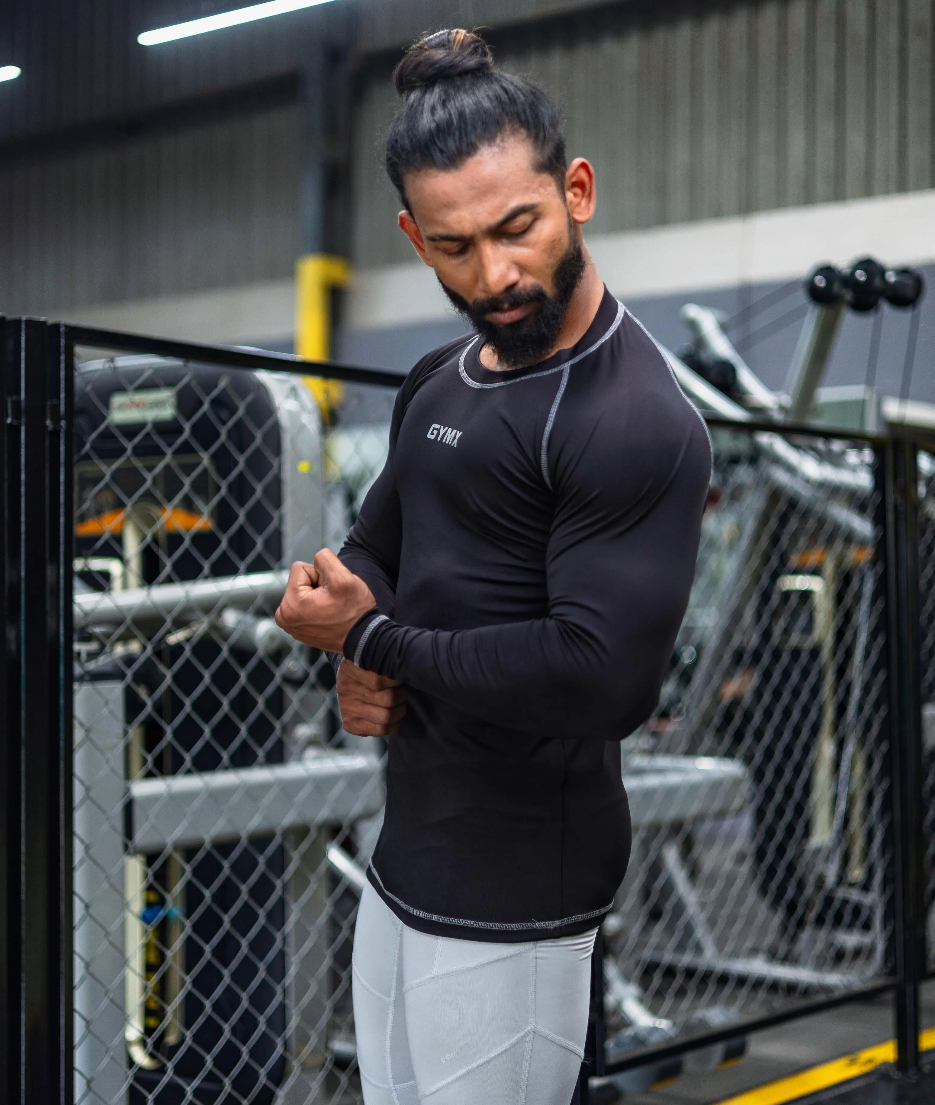 Compression GymX Full Sleeve Tee: Black - Sale