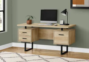 Computer Desk - 60"L / Natural / Black Metal