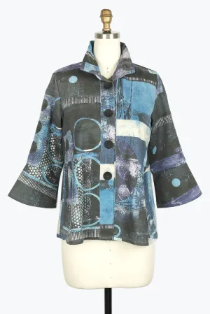 Damee Oil Painting Micro-Suede Jacket 4909-BLU F24