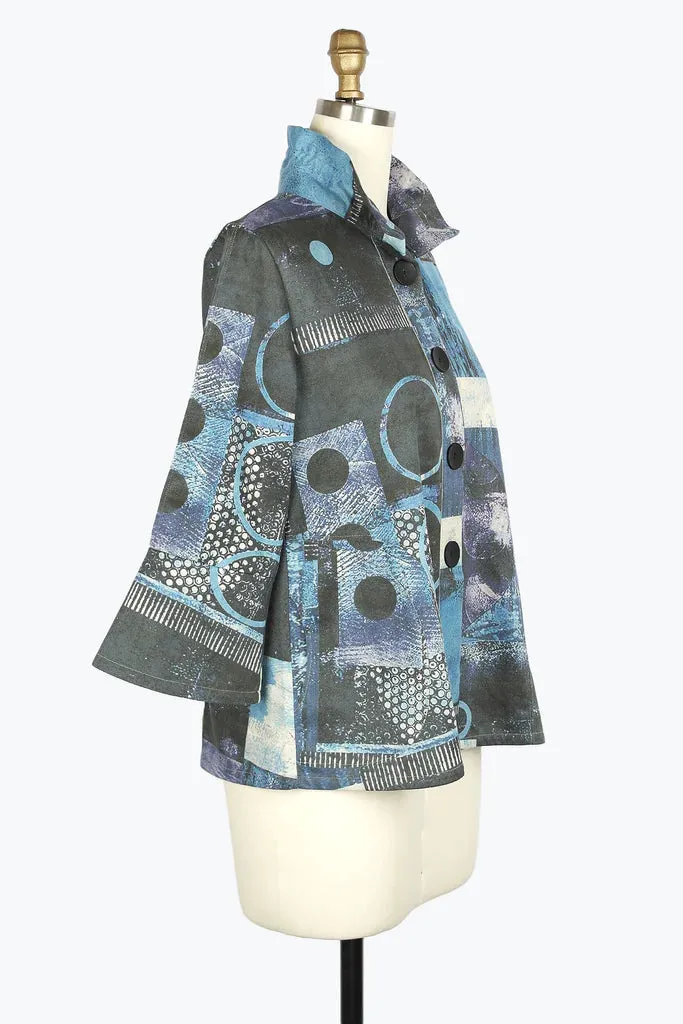 Damee Oil Painting Micro-Suede Jacket 4909-BLU F24