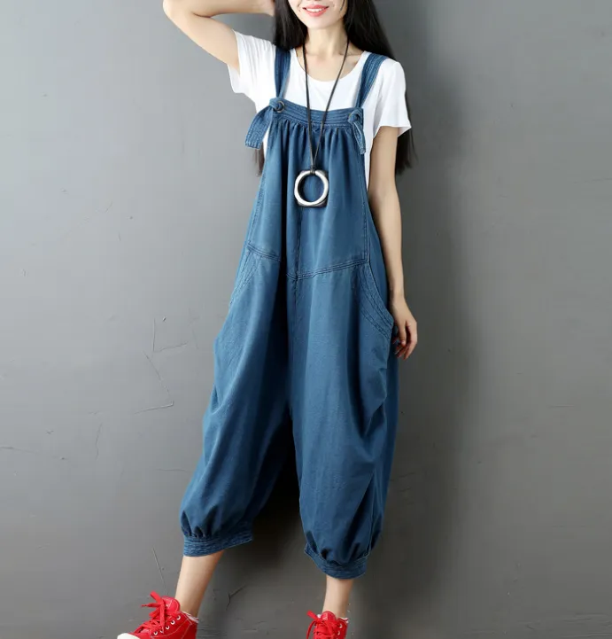 Denim Loose Casual Summer Denim Overall Loose Women Jumpsuits CNHK07253