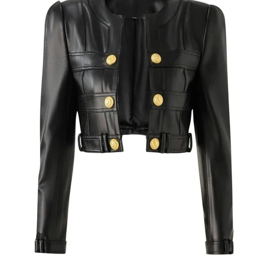 DoubleZipper Crop Leather Jacket