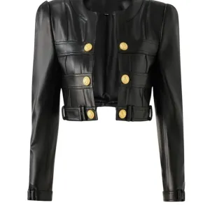 DoubleZipper Crop Leather Jacket