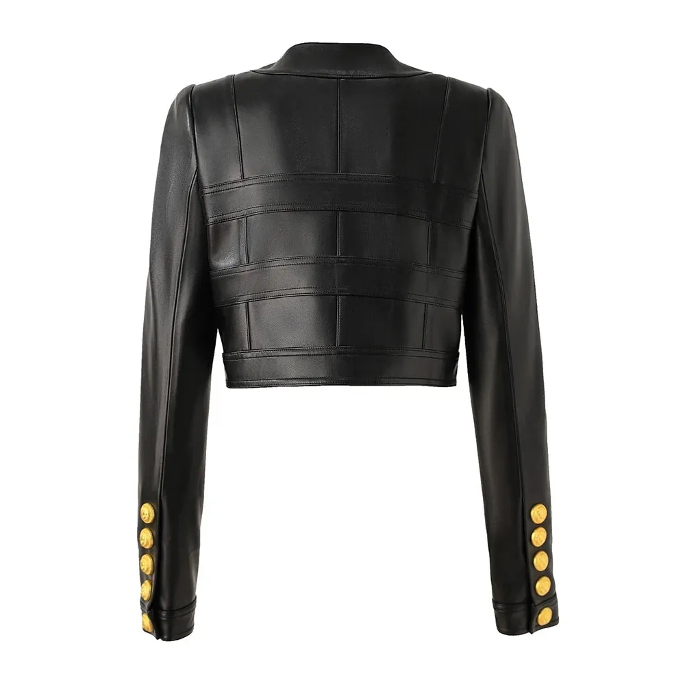 DoubleZipper Crop Leather Jacket