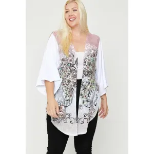 Floral Wings Sublimation Print, Long Body Cardigan