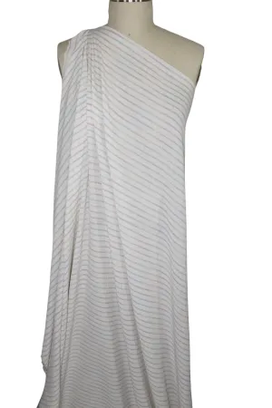 Gauzy Rayon Striped Challis - Metallic Pastels on White