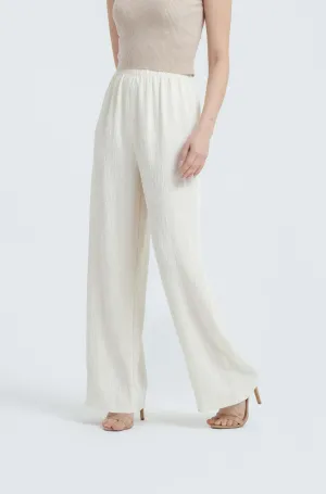 Ivory Crinkle Loose Pants