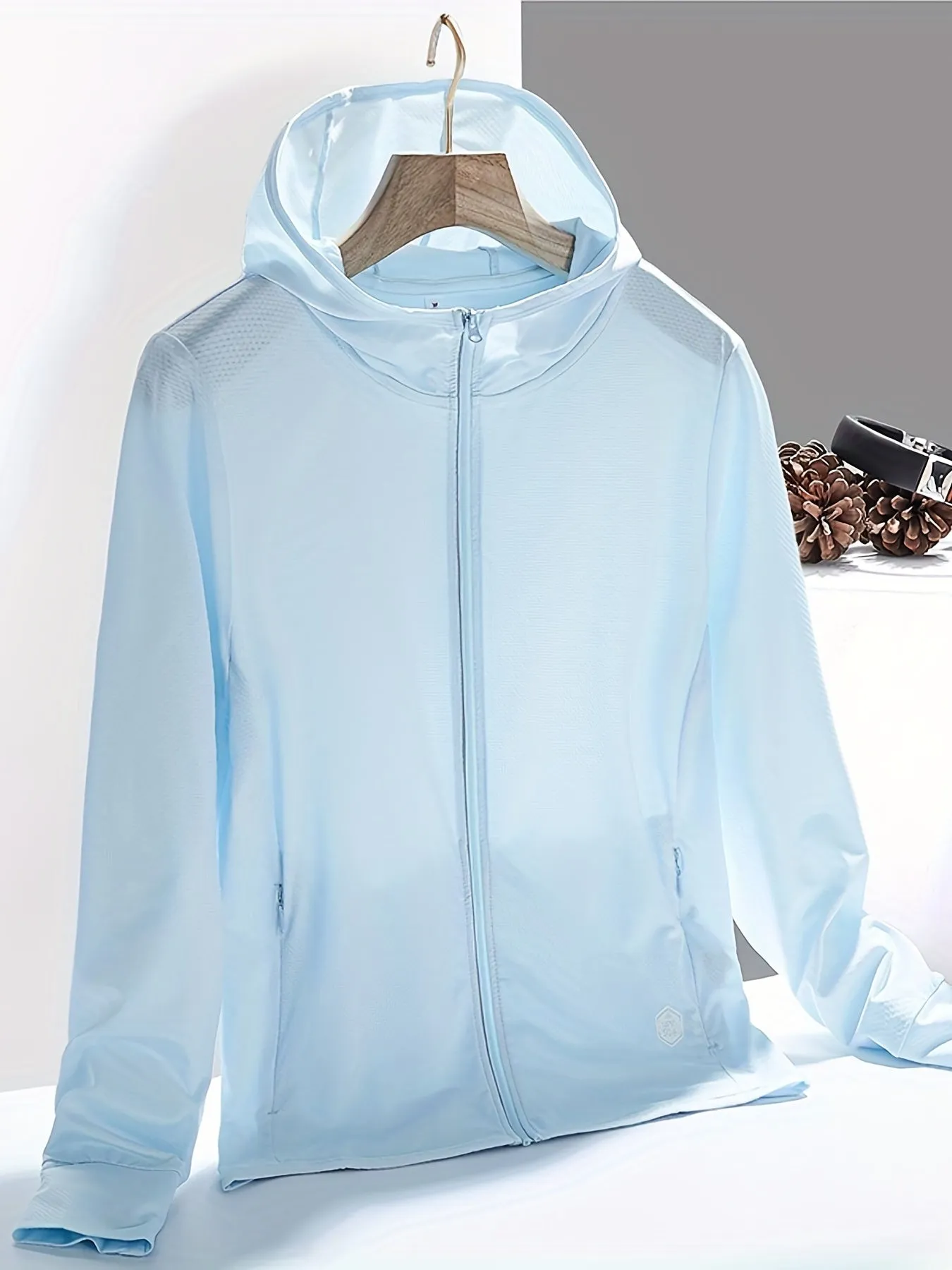 Lightweight Long Sleeve Cooling Ice Silk Hooded Jacket for Women - Breathable, Quick-Drying, Semi-Sheer, Solid Color, Casual Sports Top for Running, Hiking, Cycling - Polyester and Spandex Blend, Non-Stretch, Woven Fabric