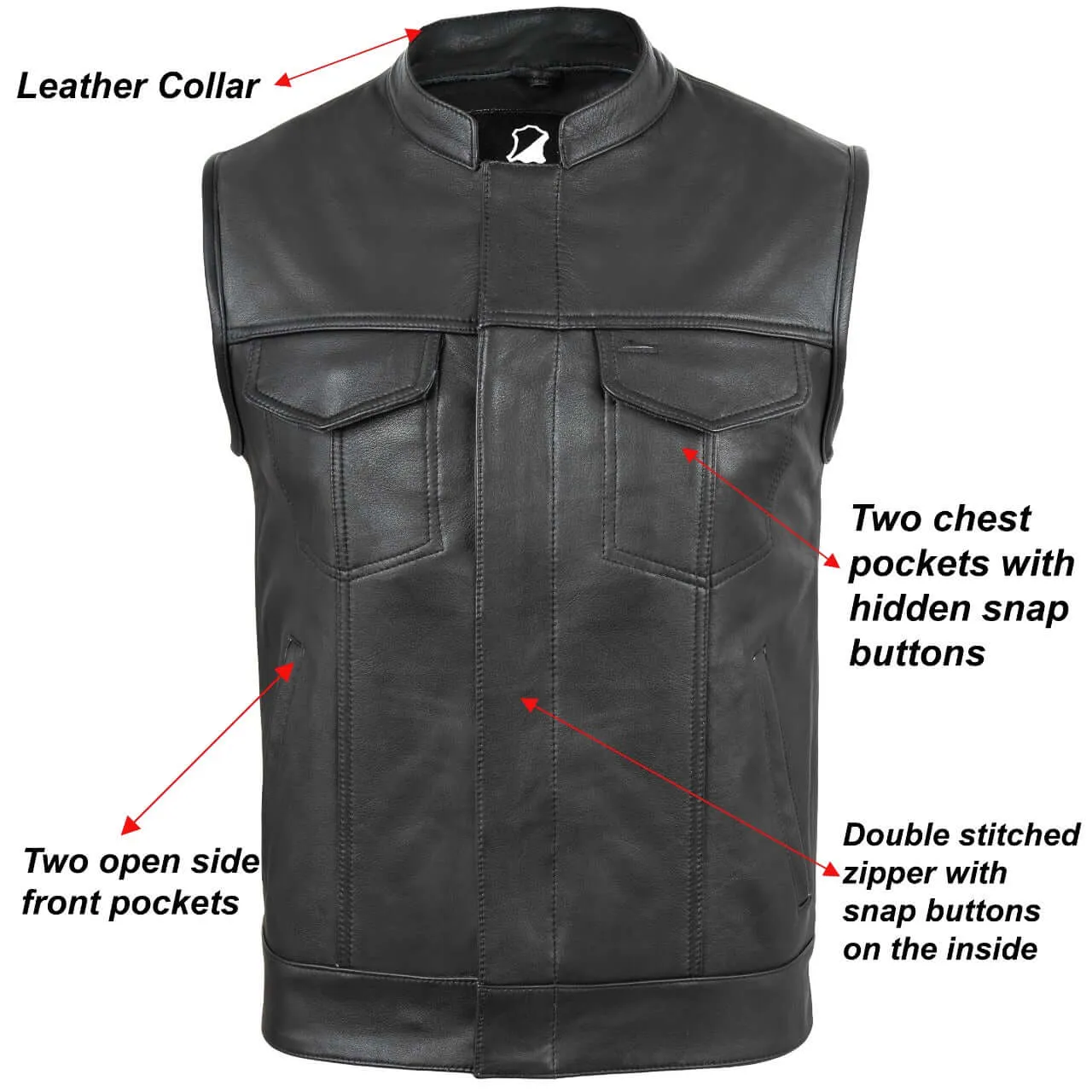 Mens Real Leather Waistcoat Plus Size SOA Motorcycle Biker Cut off Vest