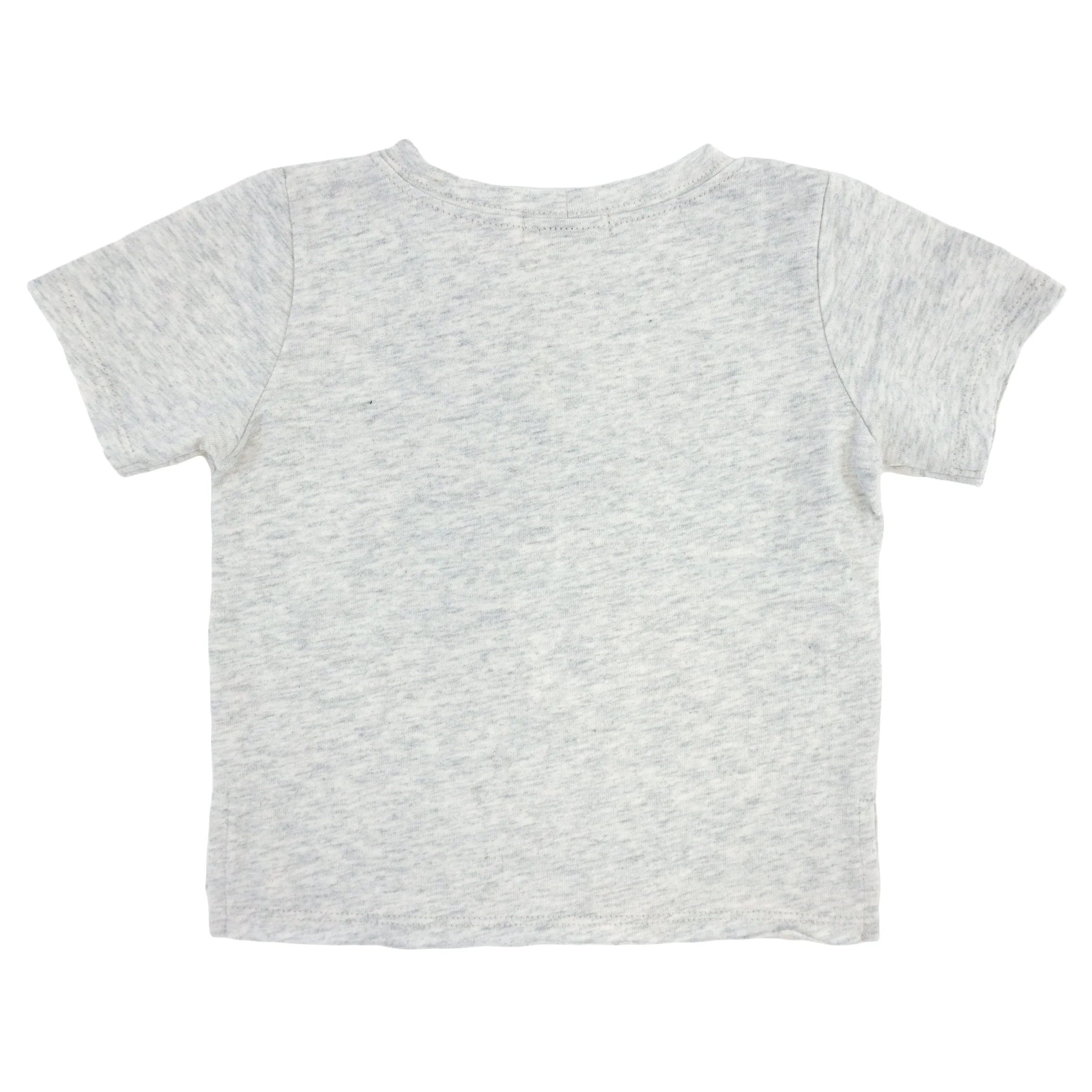 oh baby! Raw Edge Short Sleeve Cotton Slub Tee - Vintage Baseball Applique - Heather Gray