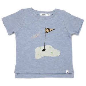 oh baby! Slub Raw Edge Tee - Golf FORE! Terry Applique - Fog