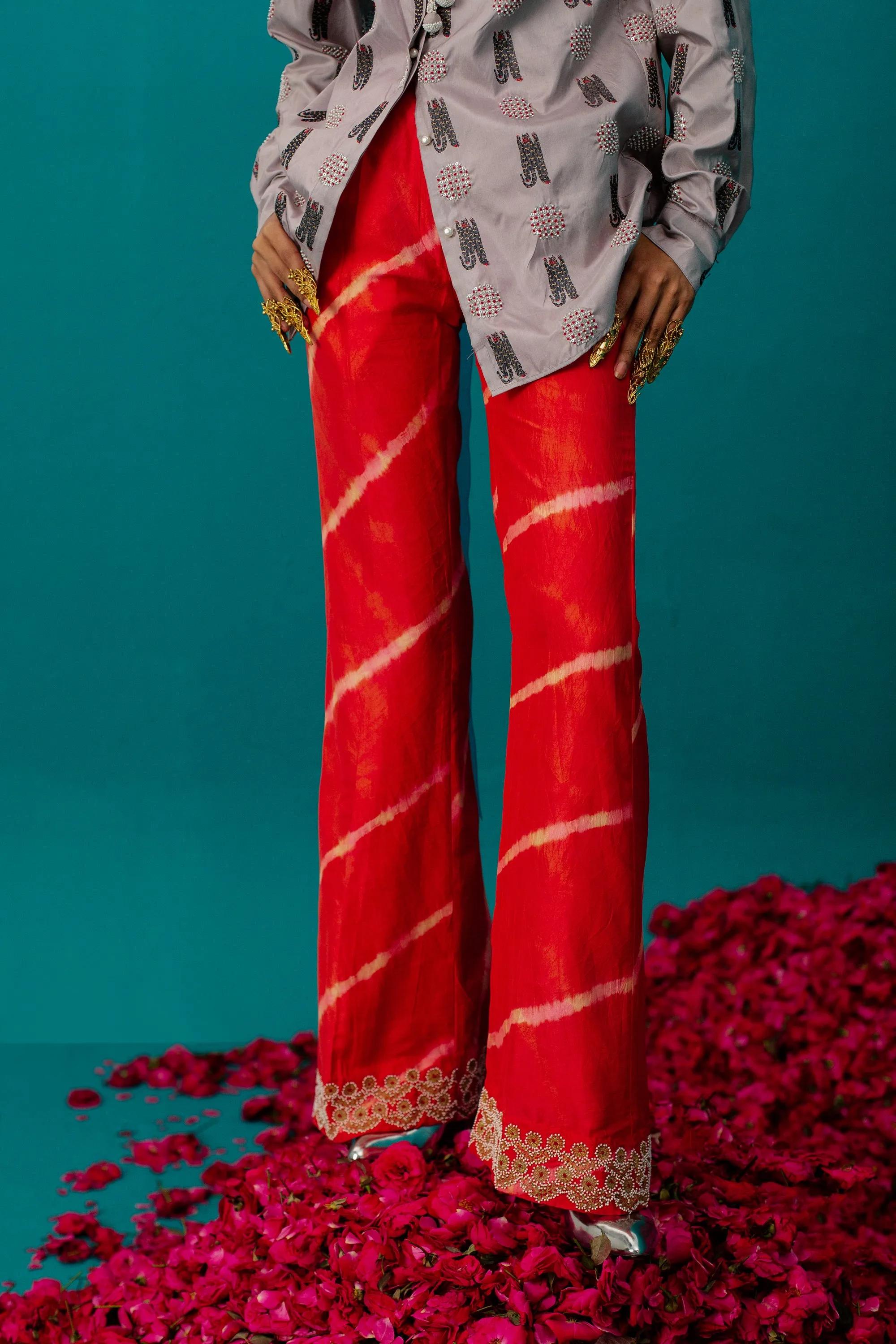 Orange Leharia Silk Pant