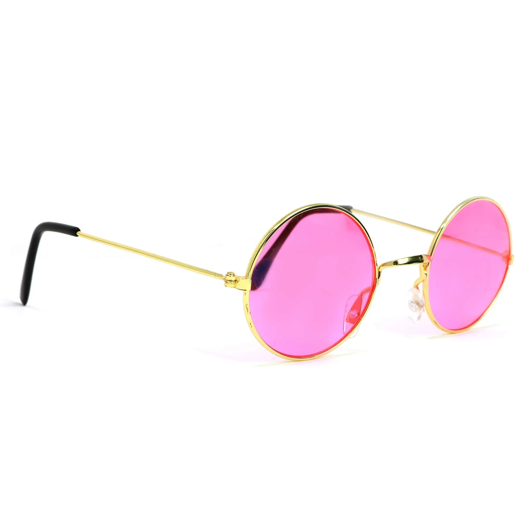 Pink Round Hippie Glasses - Pink 60's Style Hipster Circle Sunglasses - 1 Pair