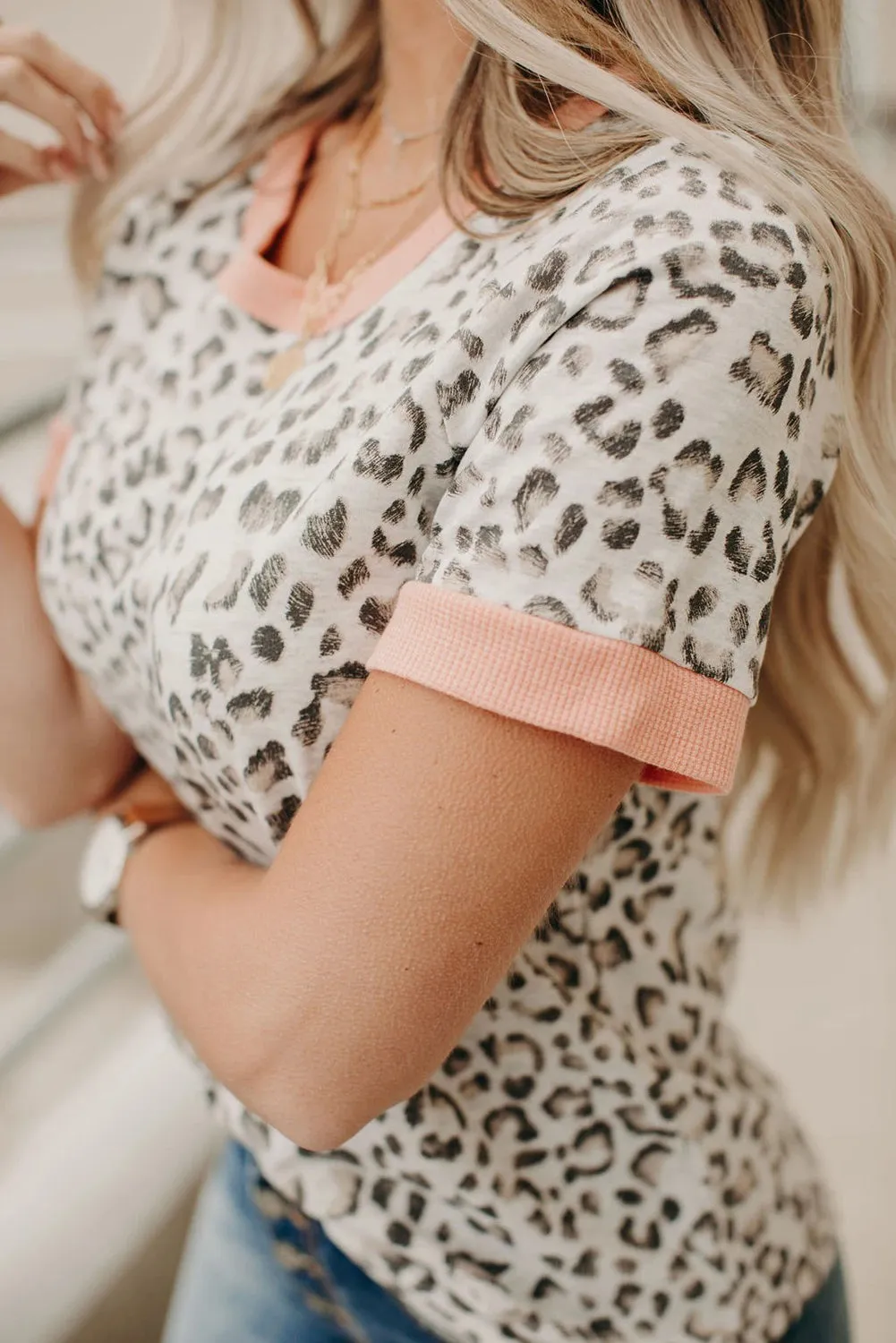 Pink Trim Leopard Top