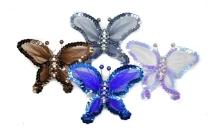 Rhinestone Butterfly Brooch with Beads 4" x 3.50" - 1 Piece