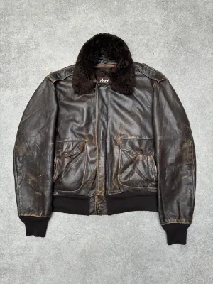 Schott NYC Dark Leather Aviator Jacket