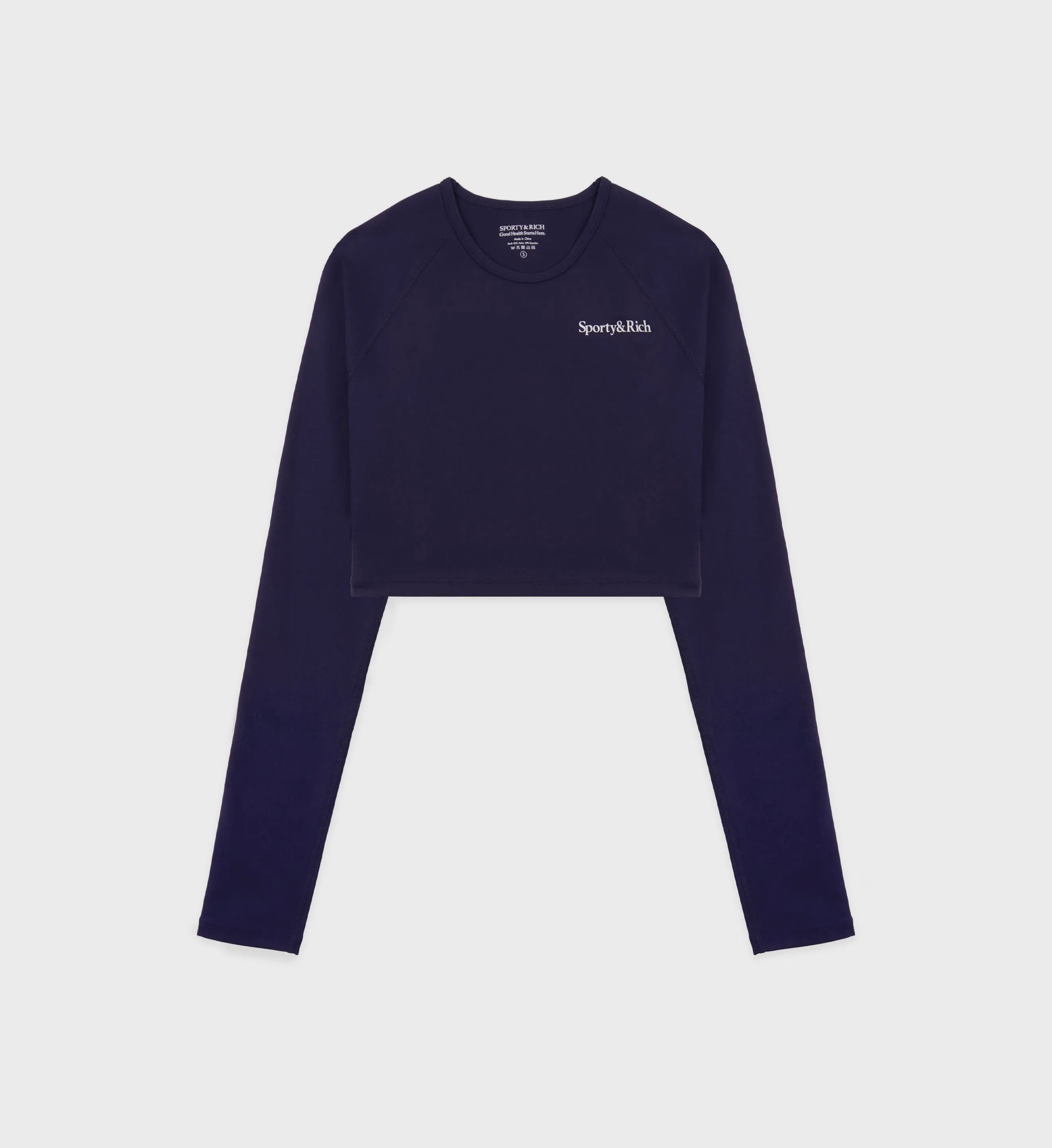 Serif Logo Longsleeve Active Tee - Navy/White