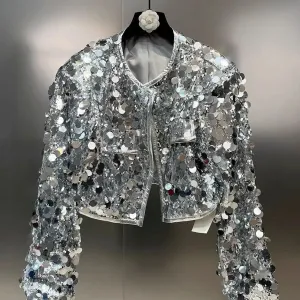 Shiny Long Sleeve Party Jacket