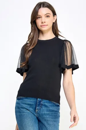 Short Sleeve Mix Media Top