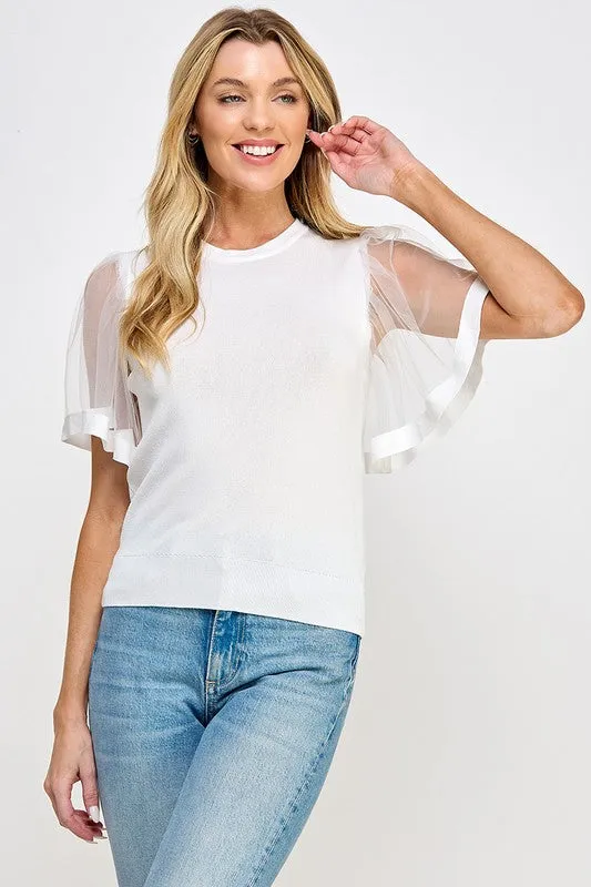 Short Sleeve Mix Media Top