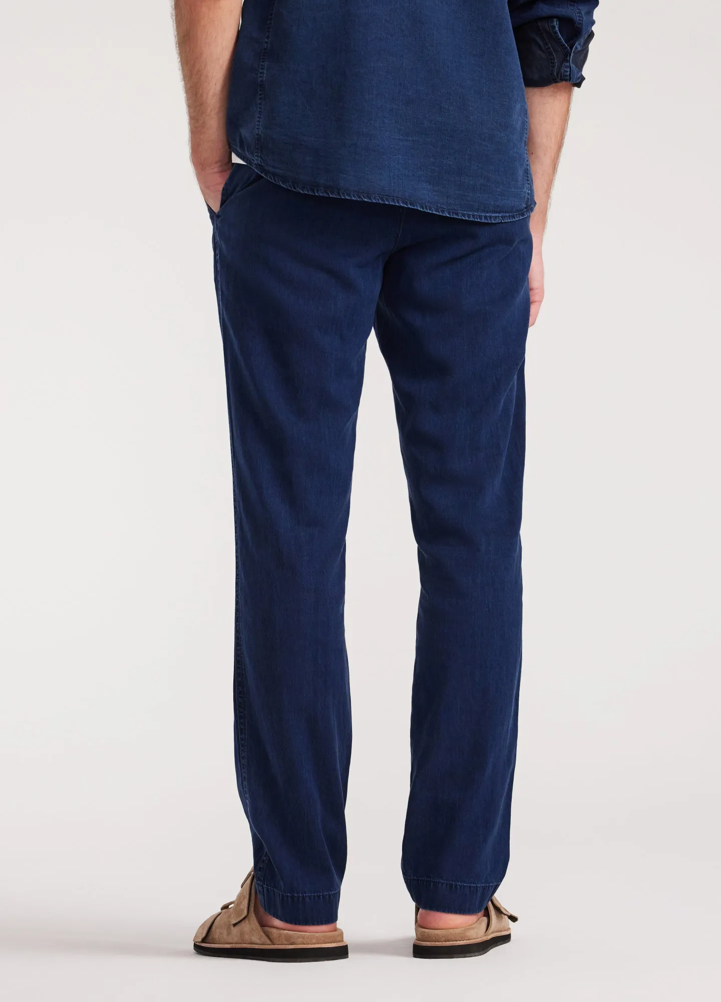 Soft Denim Elastic Waist Pants Indigo