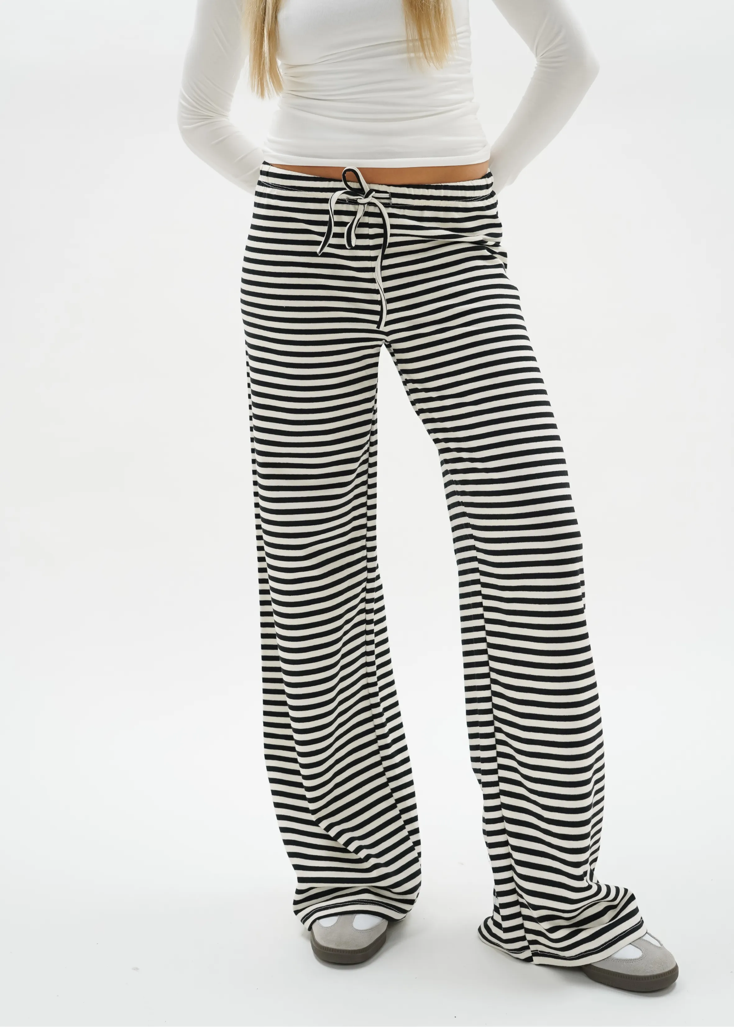 Soft striped pants crème/black (tall)