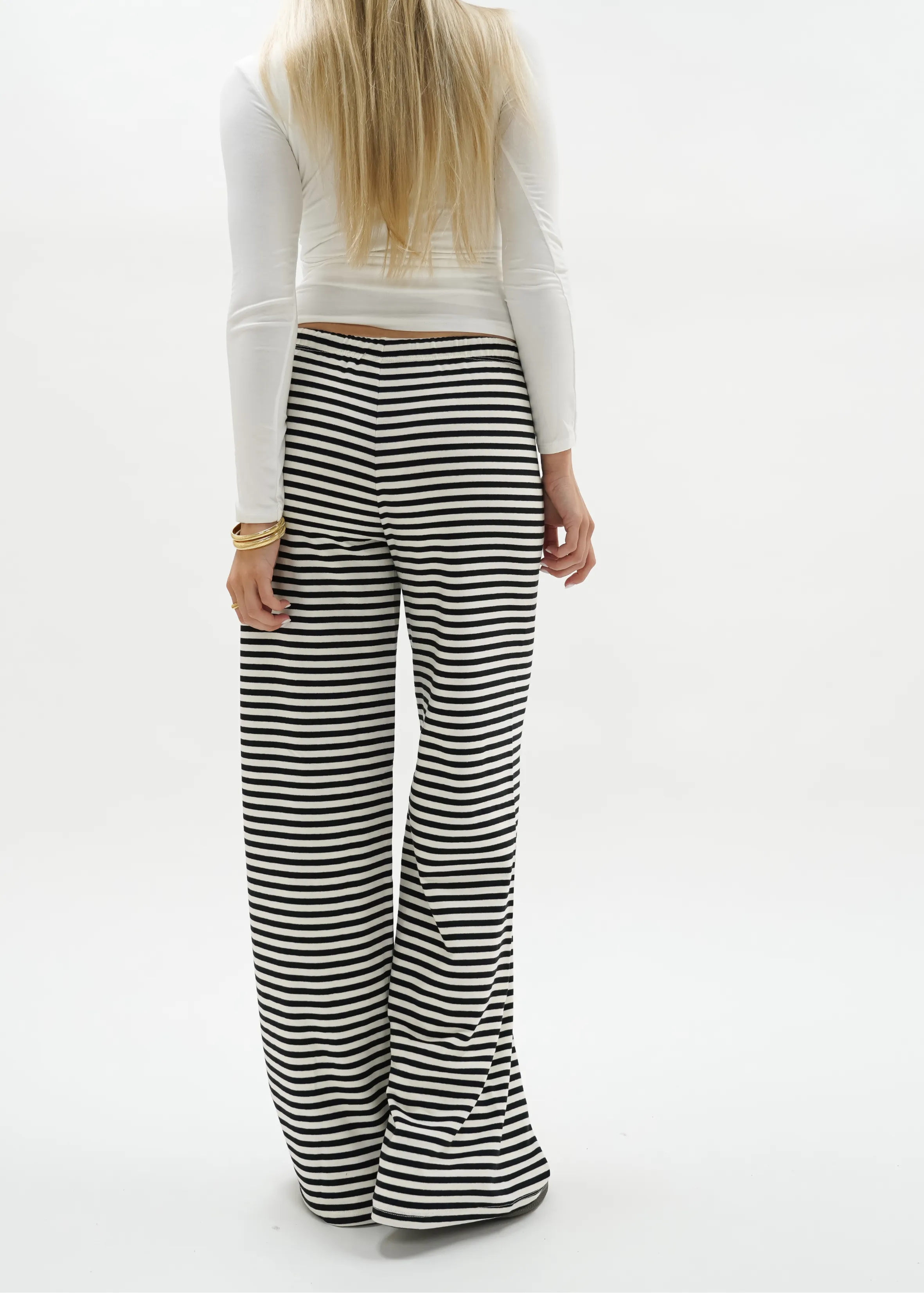 Soft striped pants crème/black (tall)