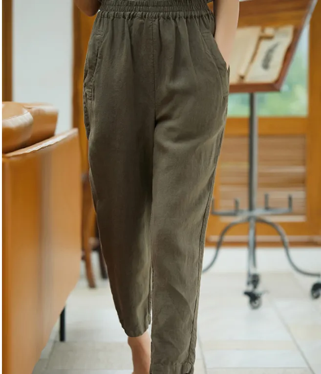 Summer Women Casual Pants Elastic Waist SJ05131