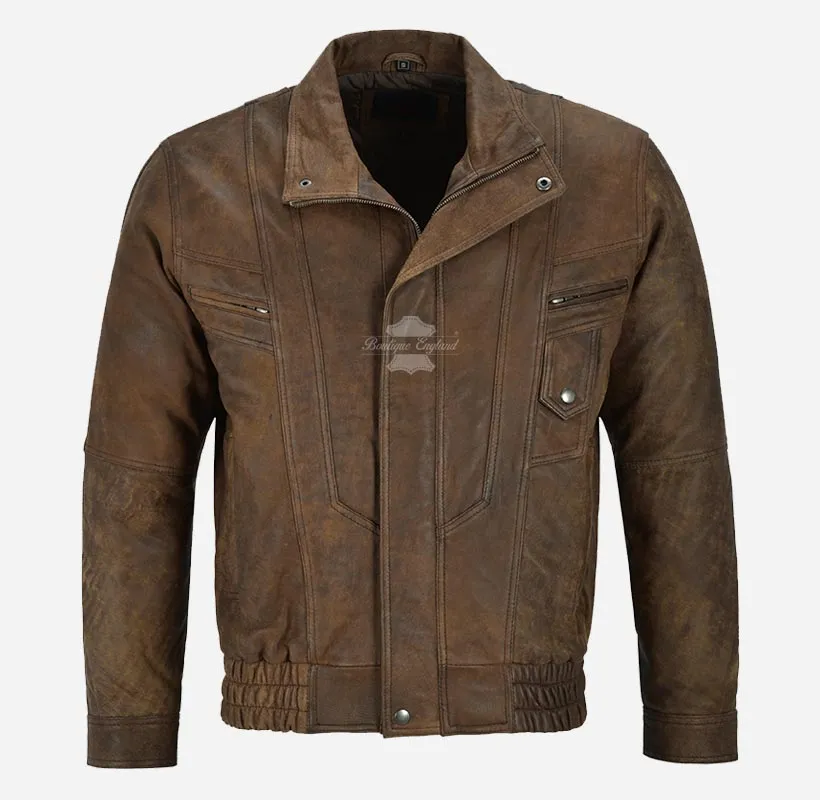 WINSDOR Real Leather Bomber Jacket For Mens Classic Vintage Jacket