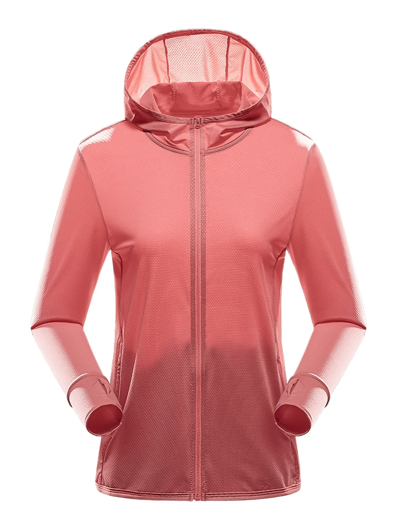 Womens Hooded Lightweight Jacket - Full Zip, Long Sleeve Sports Shirt - Breathable, Quick-Dry for Running, Cycling, Fishing Adventures