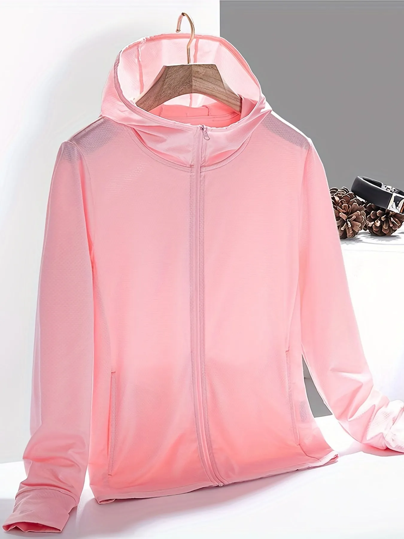 Womens Hooded Lightweight Jacket - Full Zip, Long Sleeve Sports Shirt - Breathable, Quick-Dry for Running, Cycling, Fishing Adventures