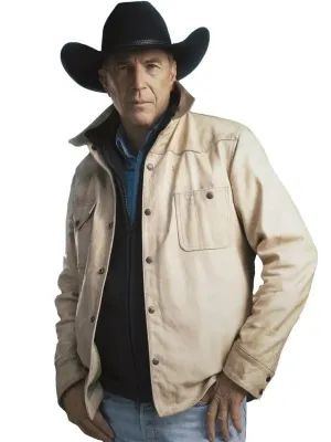 Yellowstone S05 John Dutton Cream White Cotton Jacket